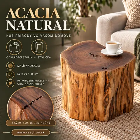 masívny stolík z dreva Acacia do obývačky